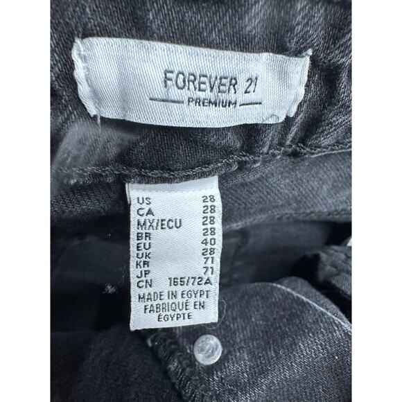 Forever 21 Womens Black Denim Flare Jeans Size 28 Button Fly Festival Fringe - Picture 6 of 7